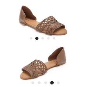 Faux Leather Basketweave Open toe flats